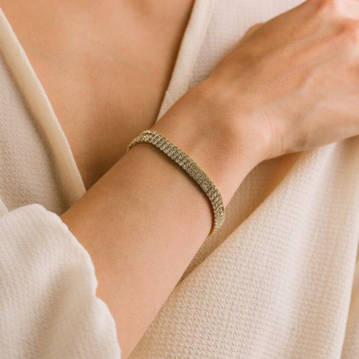 Three layer tennis chain bracelet