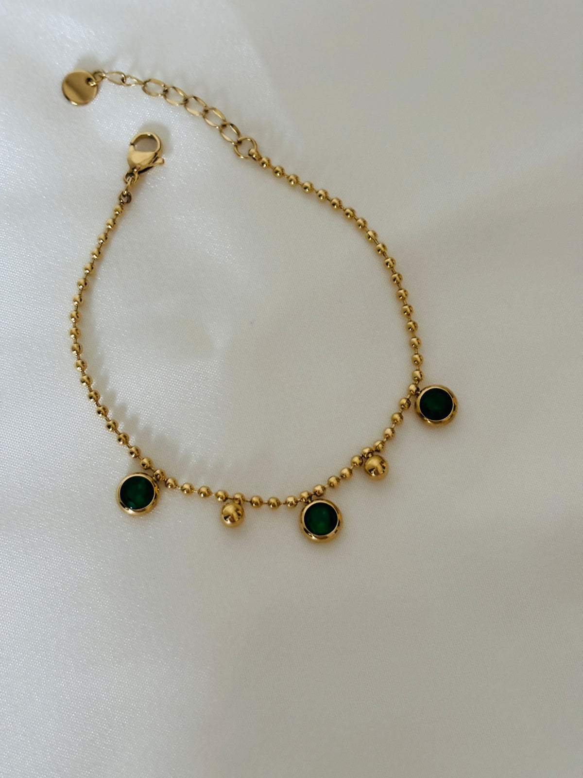 Emerald drop chain bracelet