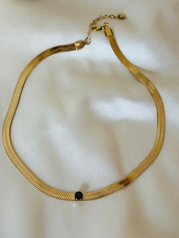 Black Stone Snake Chain Necklace