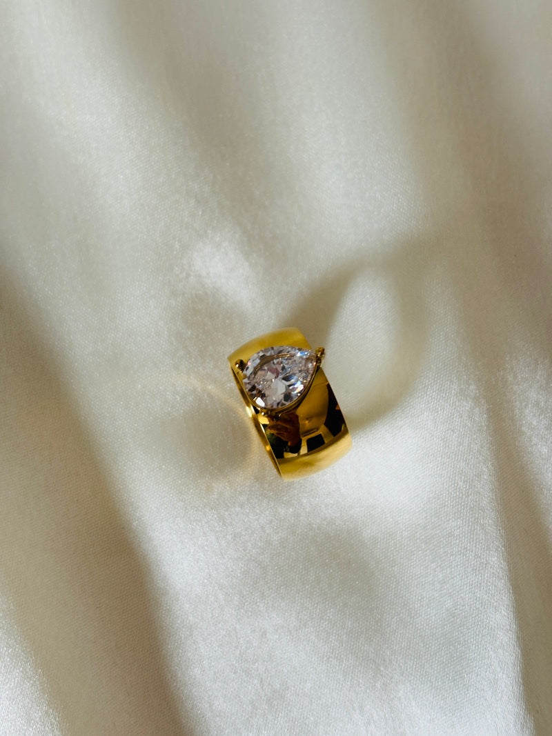 Bold Almond Cut Diamond Ring