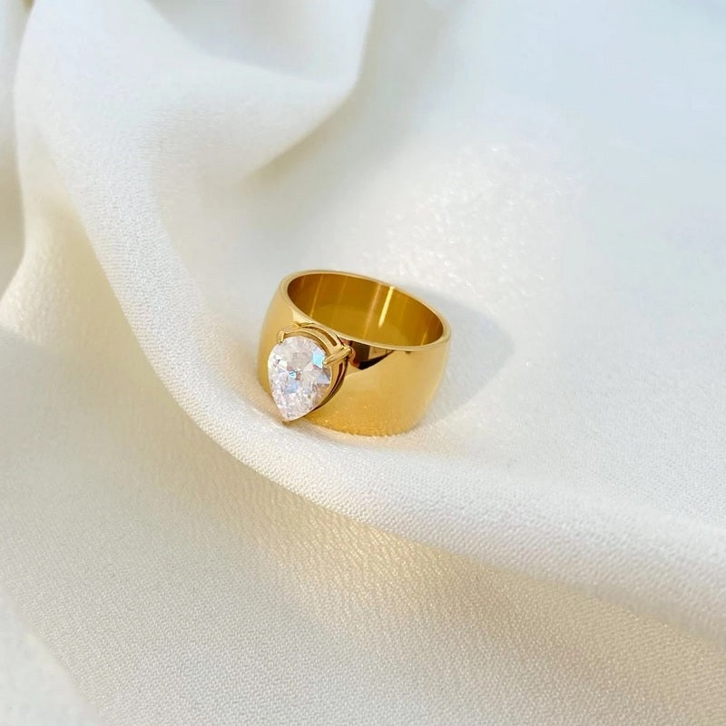Bold Almond Cut Diamond Ring