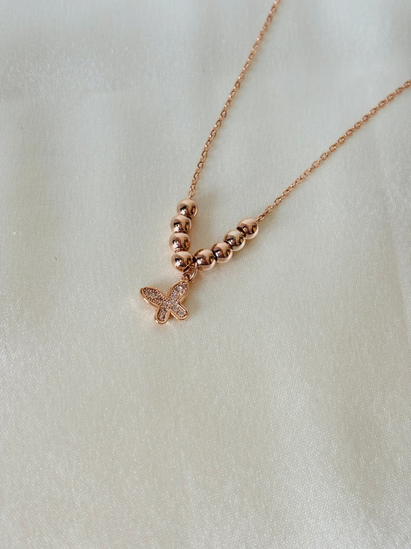 Butterfly Charm Beaded Necklace