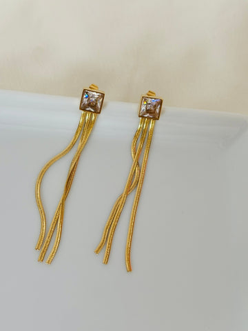 Clear Stone Tassel Earring
