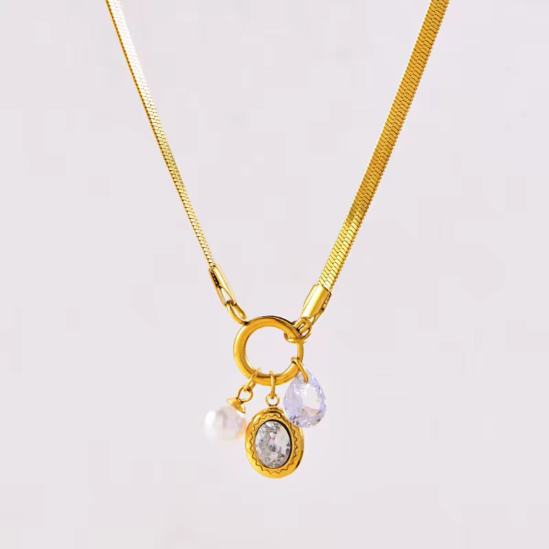Snake chain with charms necklace