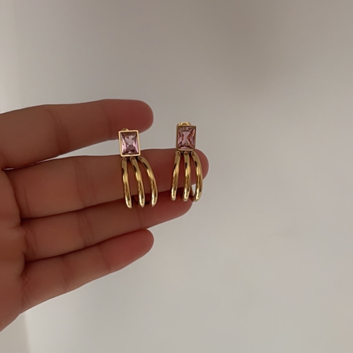 Pink claw earring
