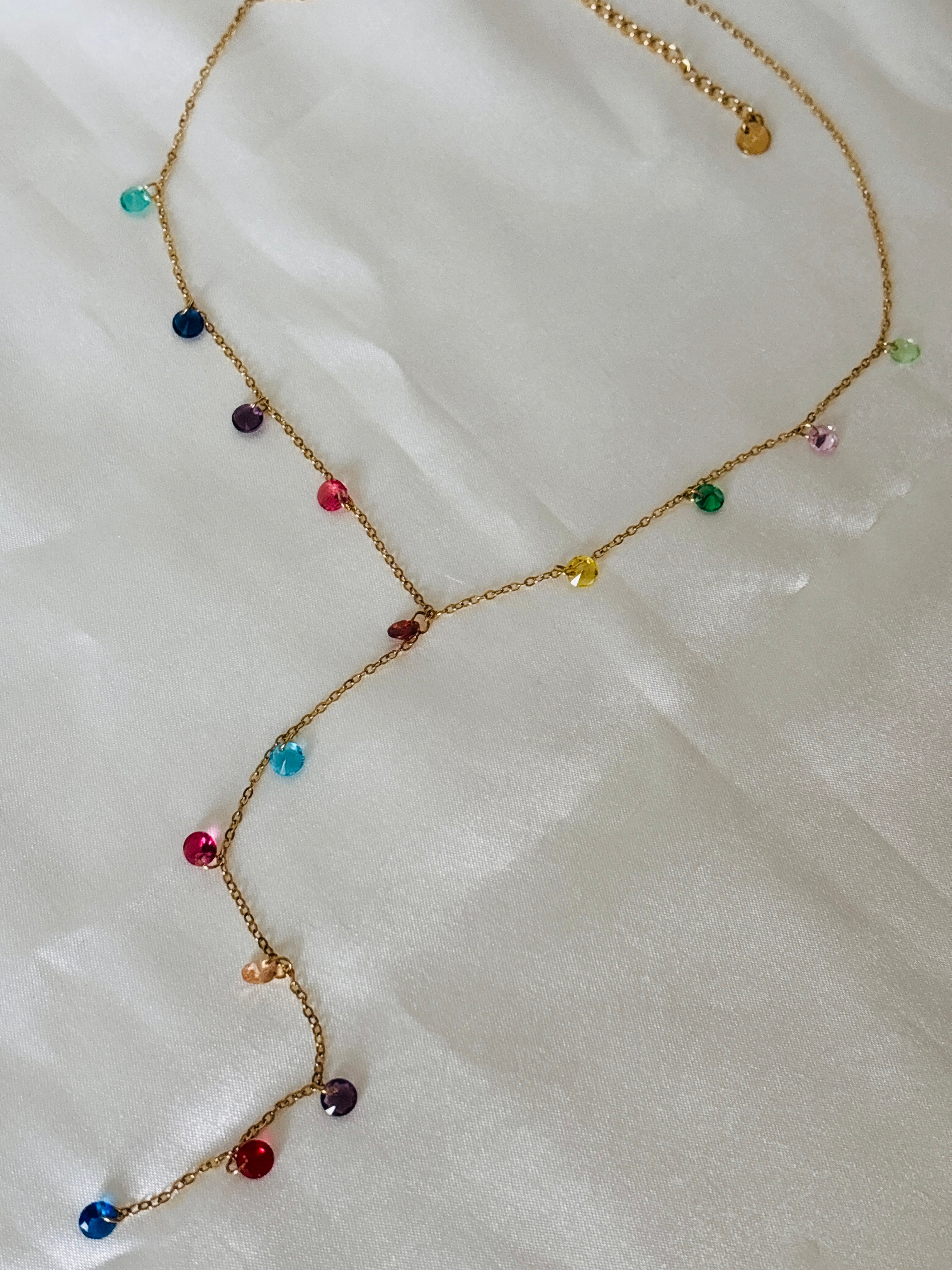 Menesa multi crystal Y necklace