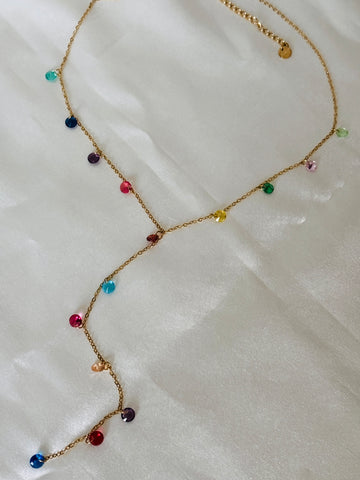 Menesa multi crystal Y necklace