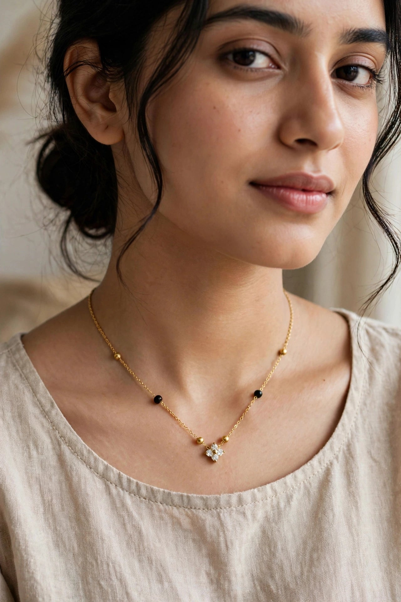 Clover flower mangalsutra necklace