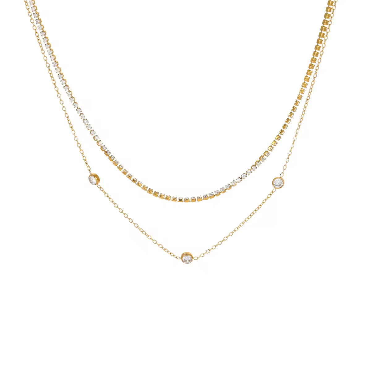 Tennis layer minimal necklace