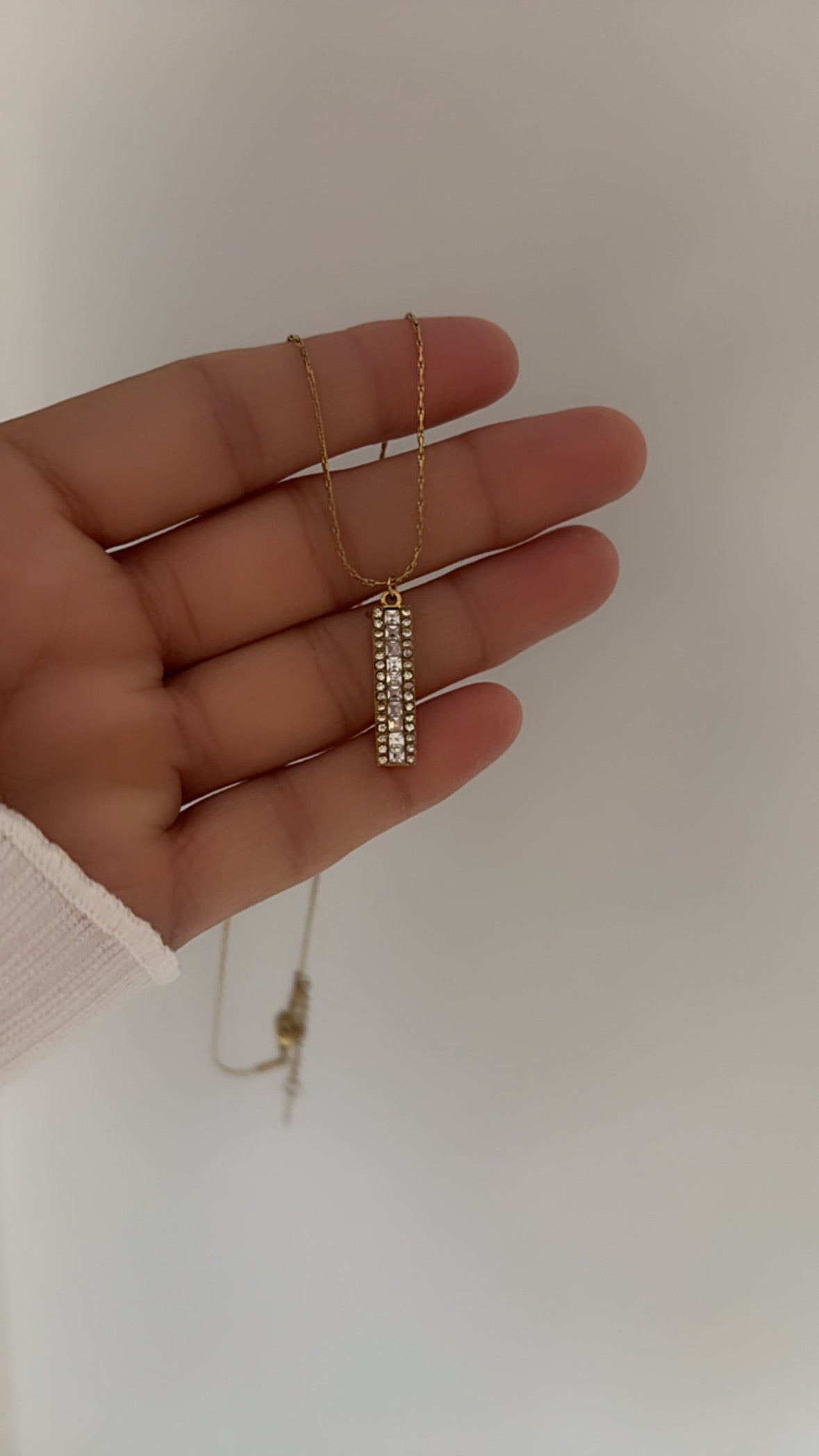 Pave bar necklace