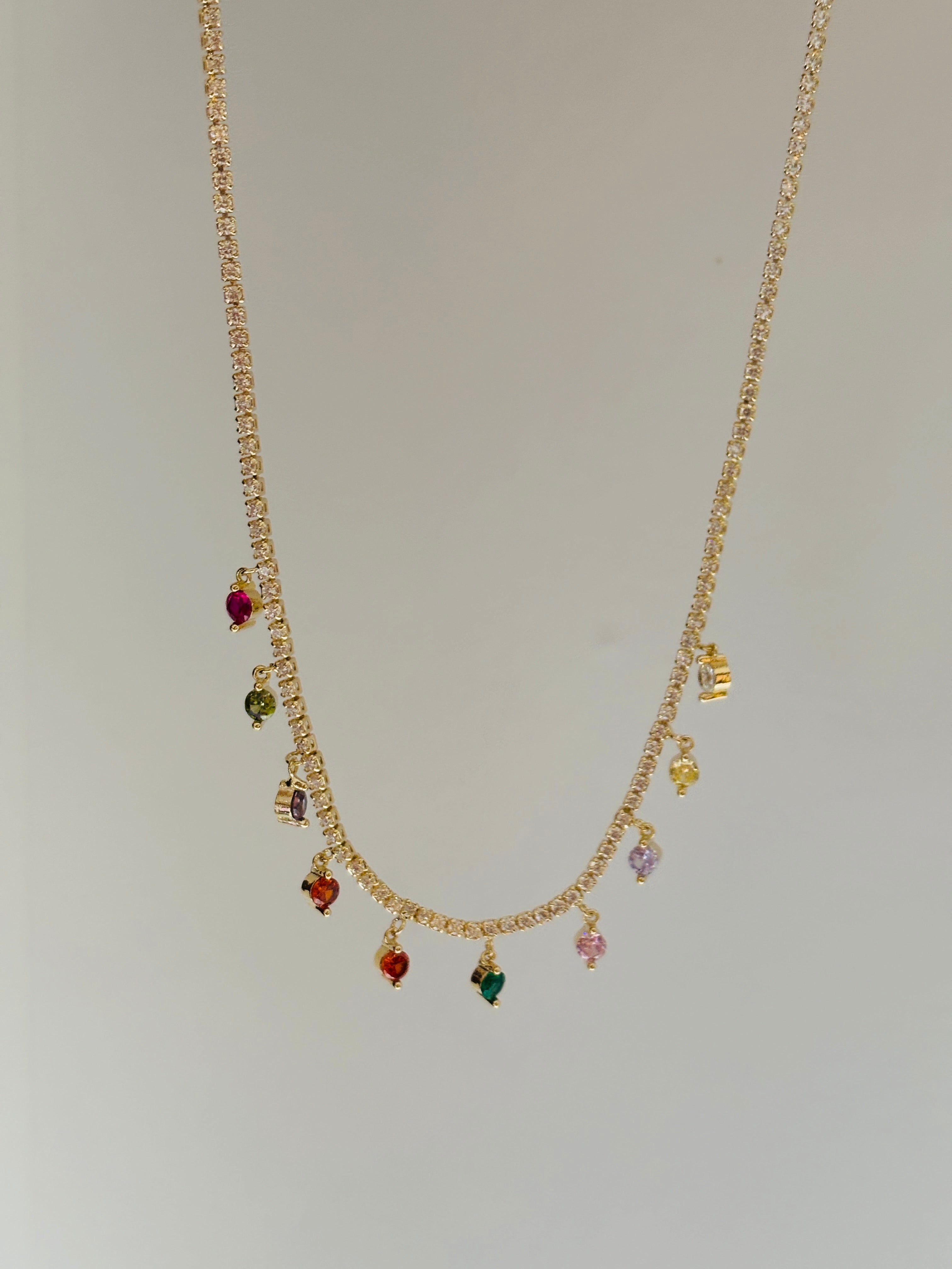 Multi gemstones drop necklace