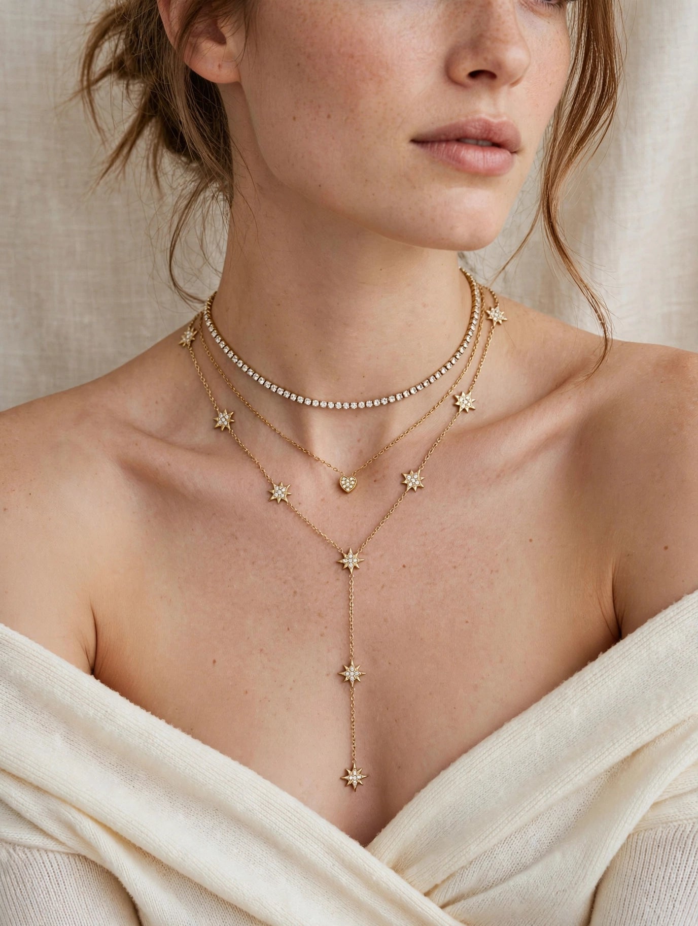 Snowflakes Y necklace