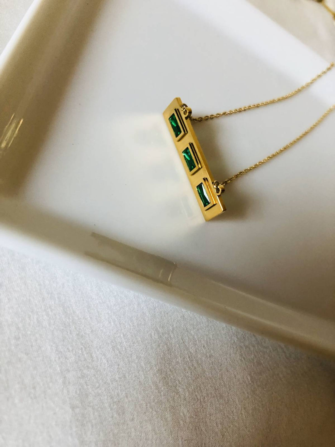 Emerald Bar Necklace