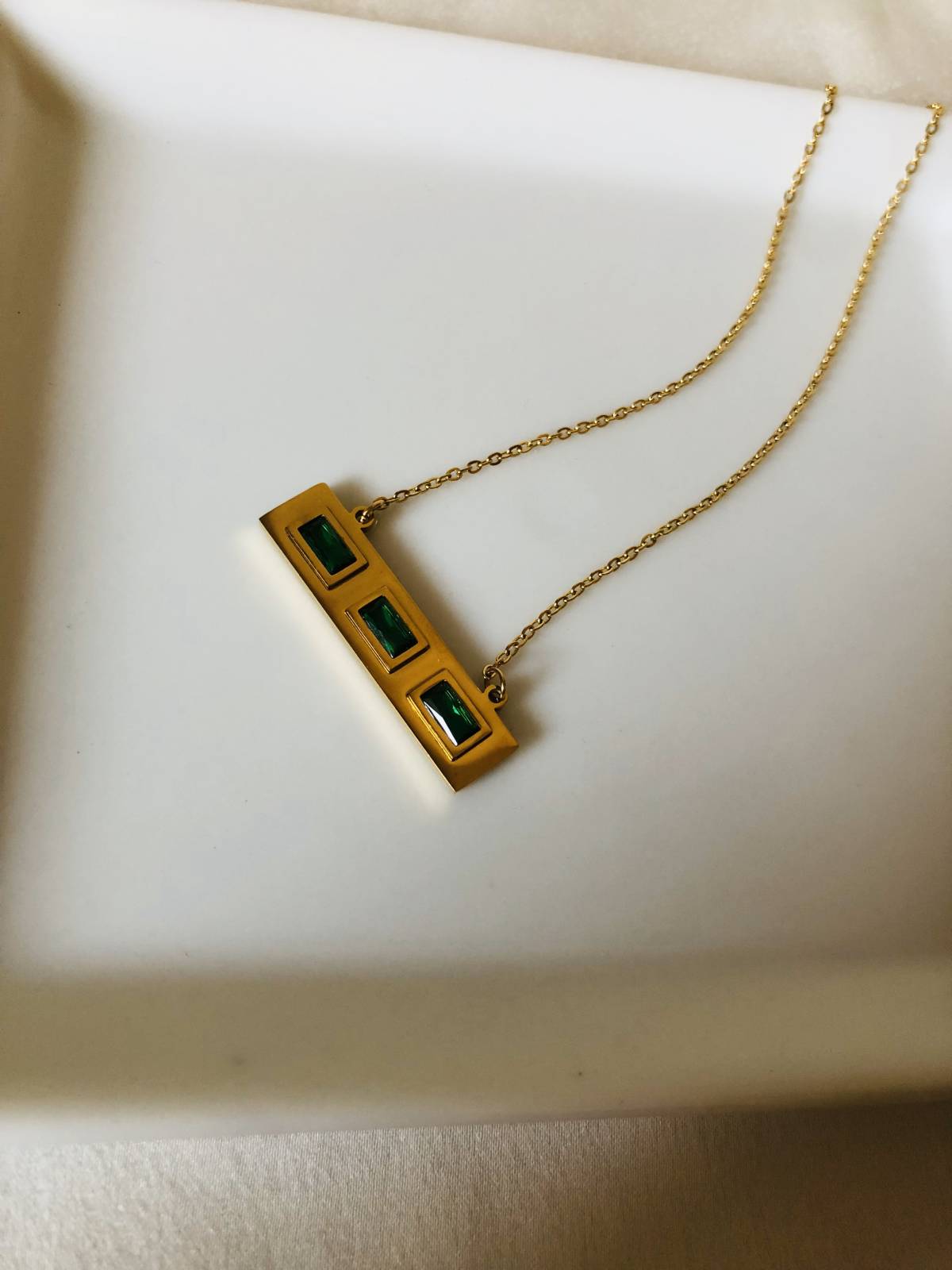 Emerald Bar Necklace