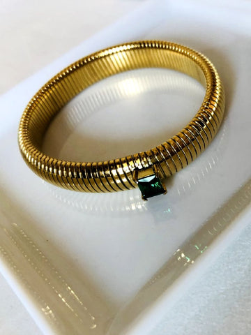 Emerald Stone Stretchable Bracelet