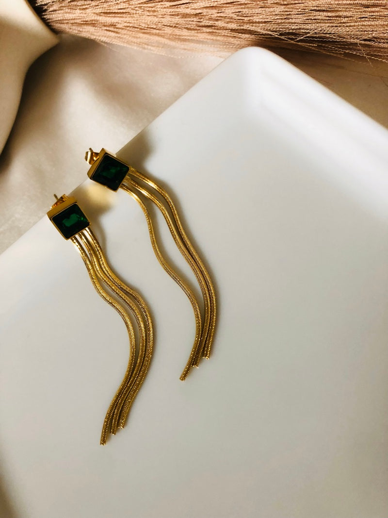 Emerald Tassel Earring