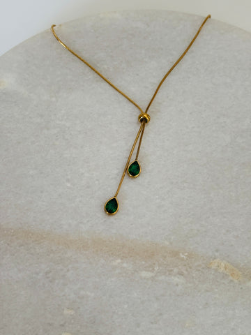 Emerald adjustable chain necklace