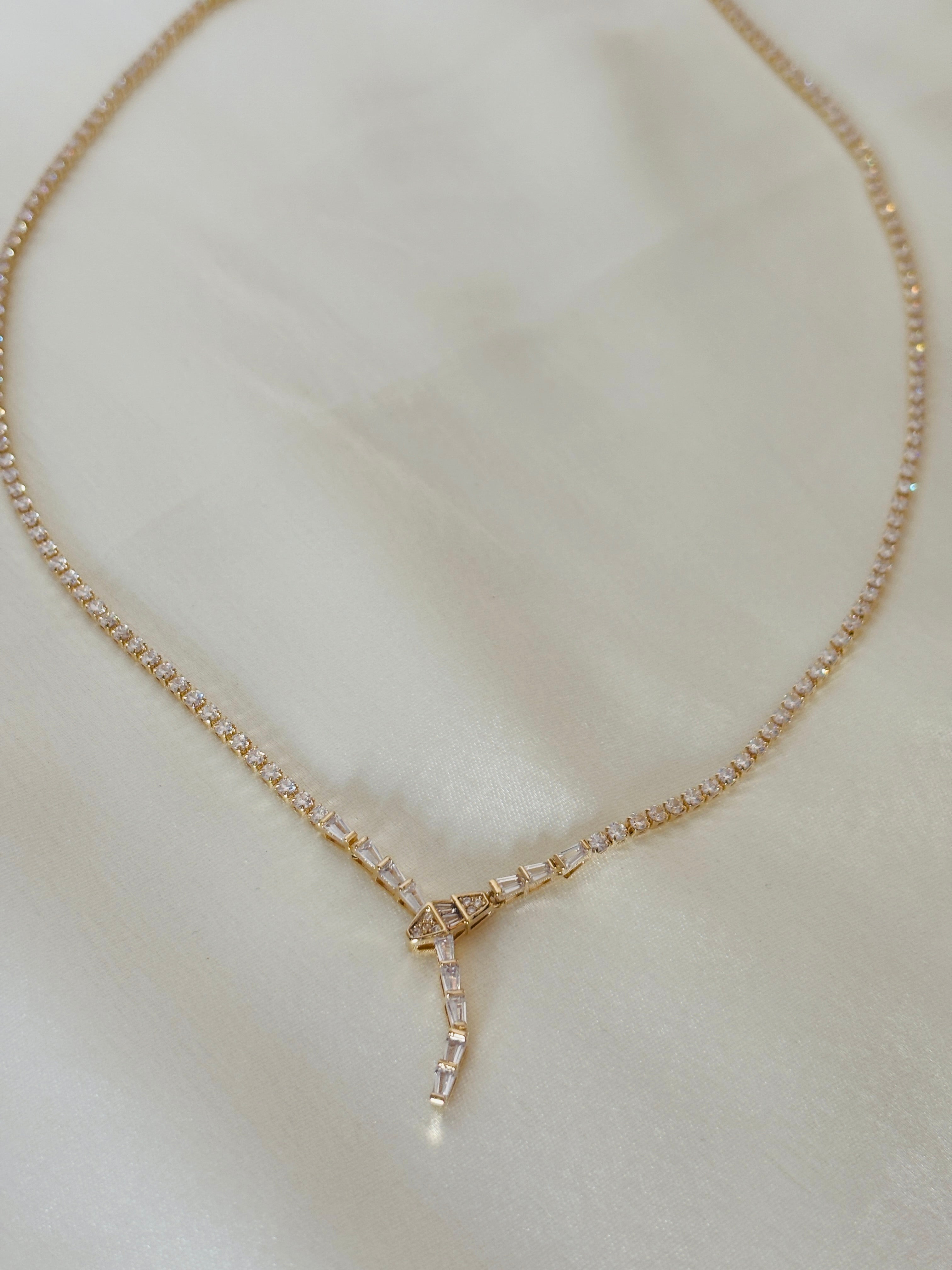 Serpent Tennis diamond necklace