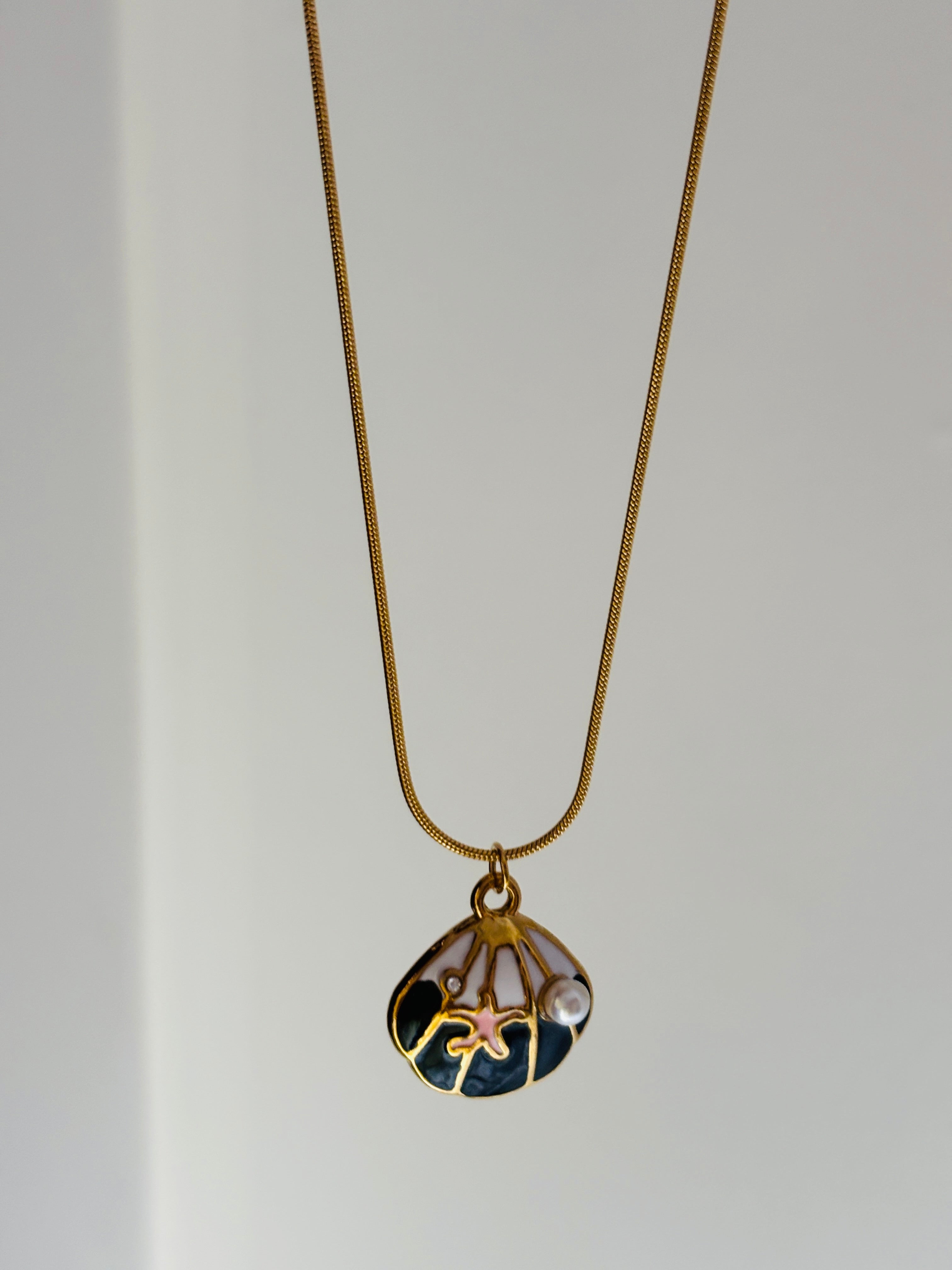 Enamel sea charm necklace