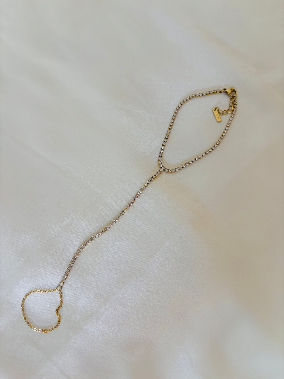 Tennis hand chain bracelet