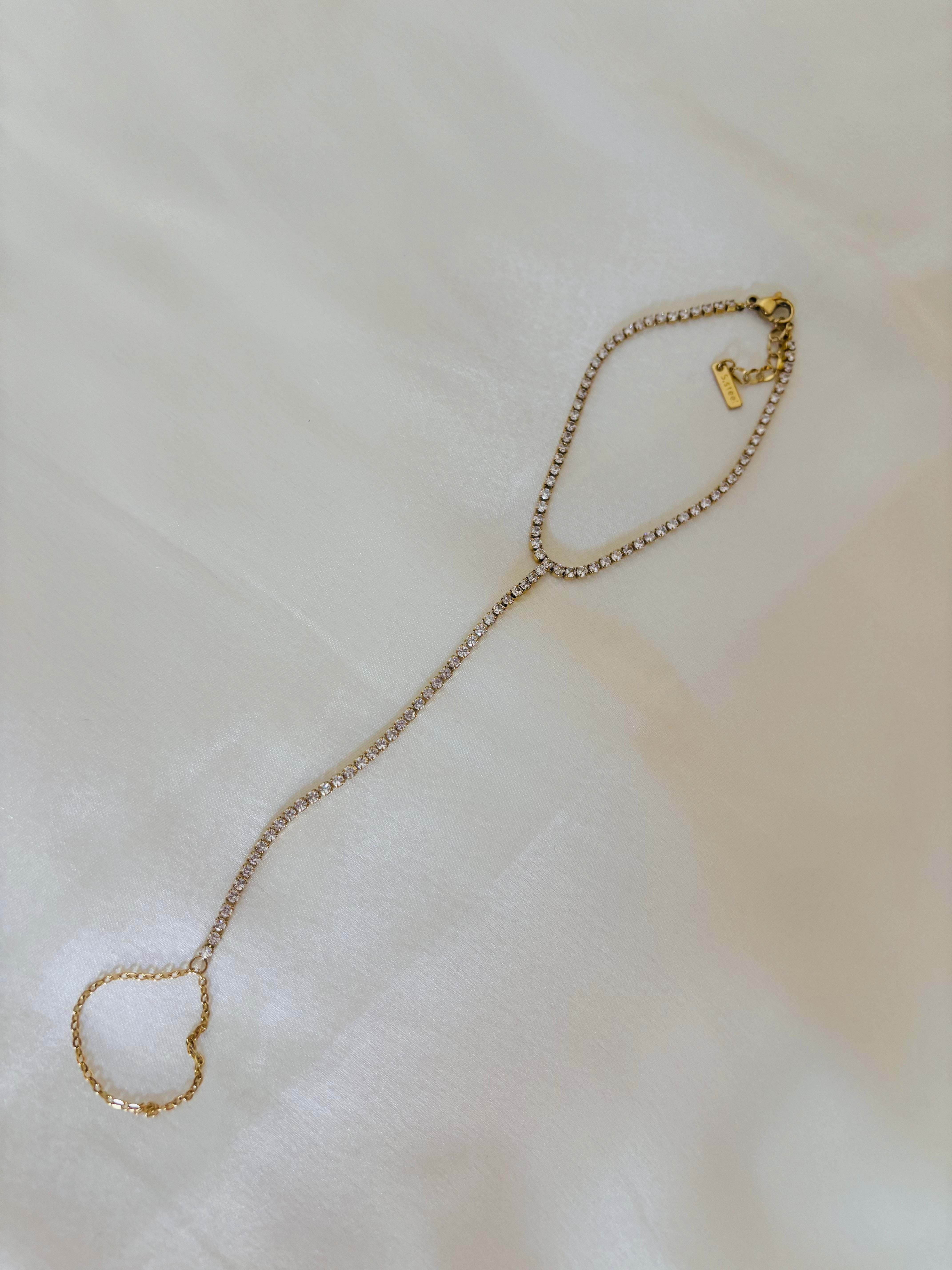 Tennis hand chain bracelet