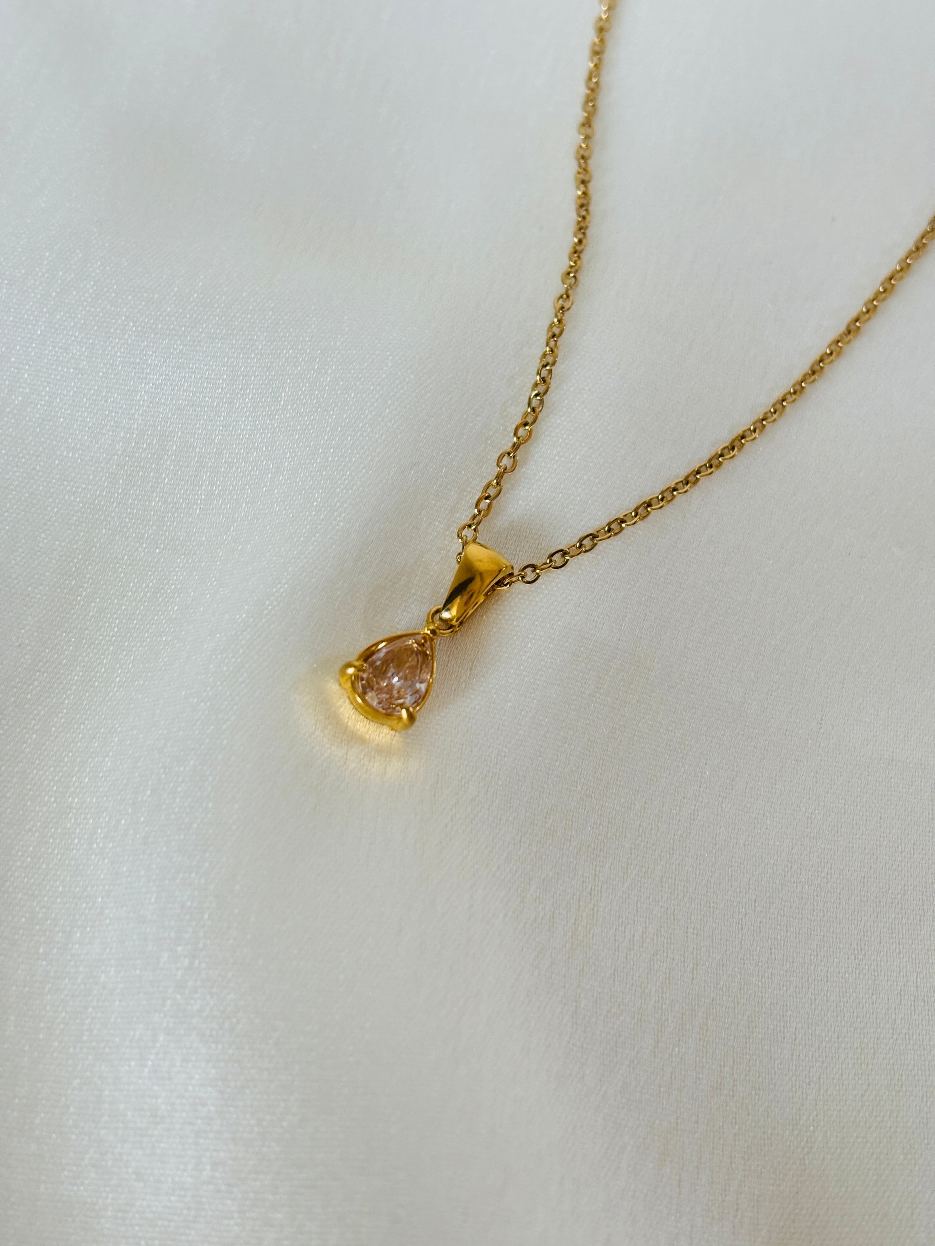 Almond clear drop necklace