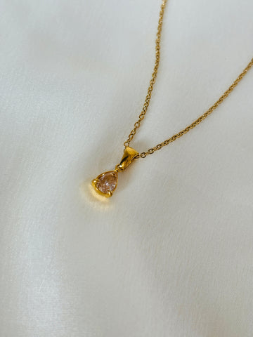 Almond clear drop necklace