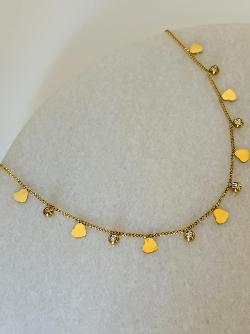 Heart Charm Necklace and Bracelet