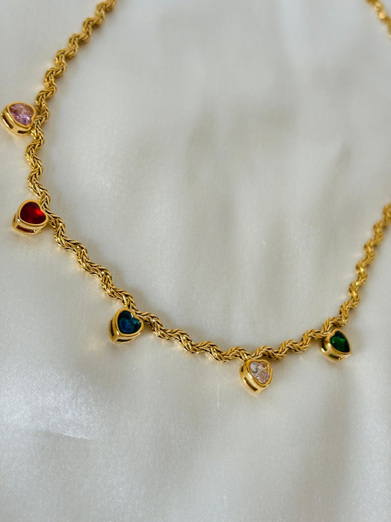 Multi Heart Gems Necklace