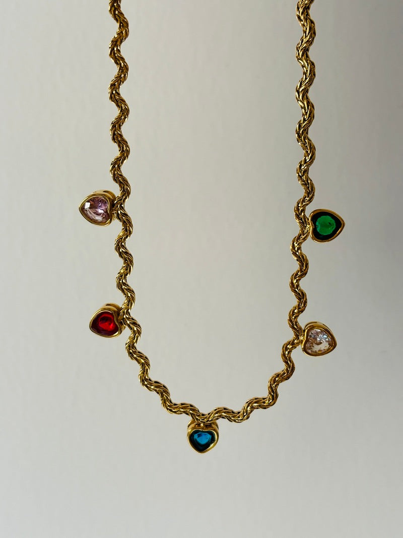 Multi Heart Gems Necklace