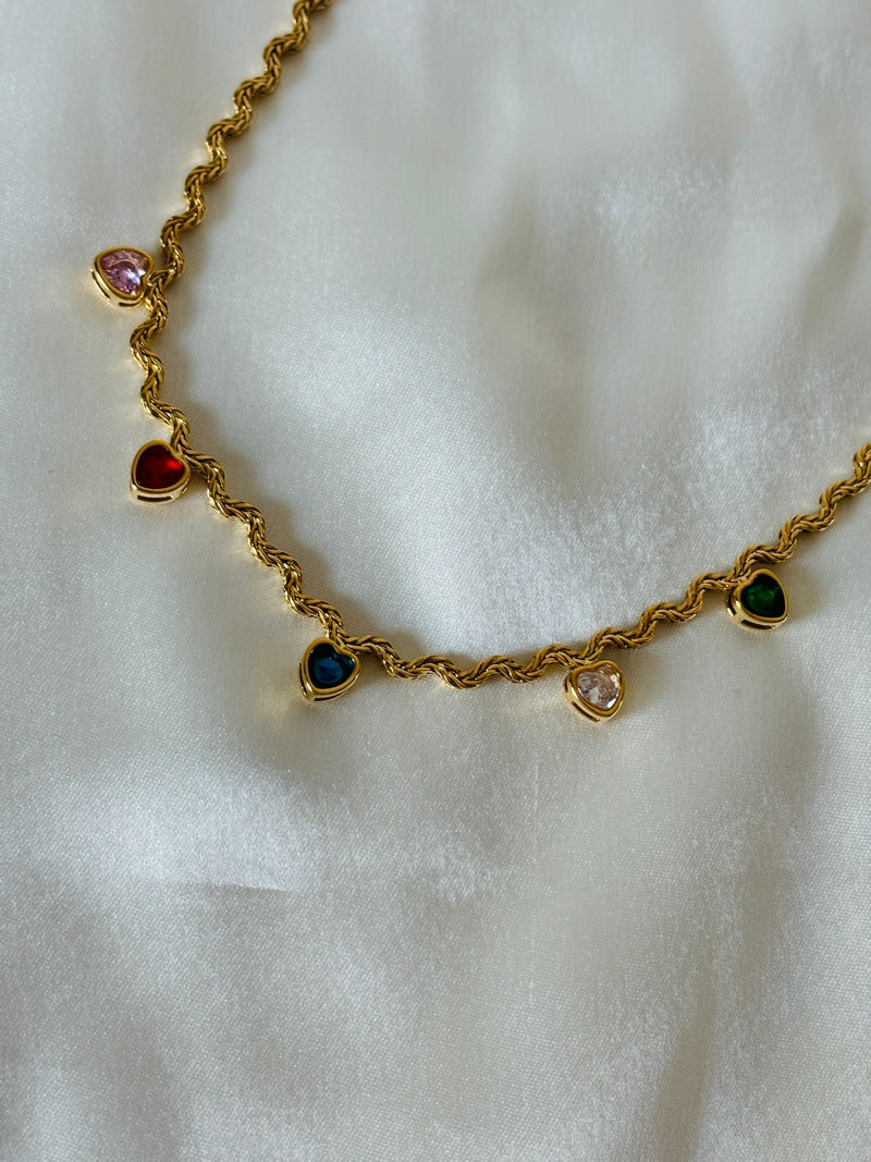 Multi Heart Gems Necklace