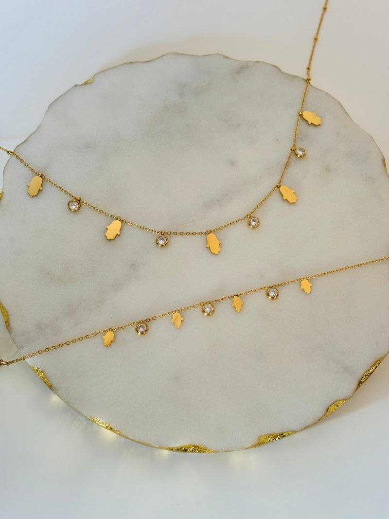 Palm Charm Necklace and Bracelet