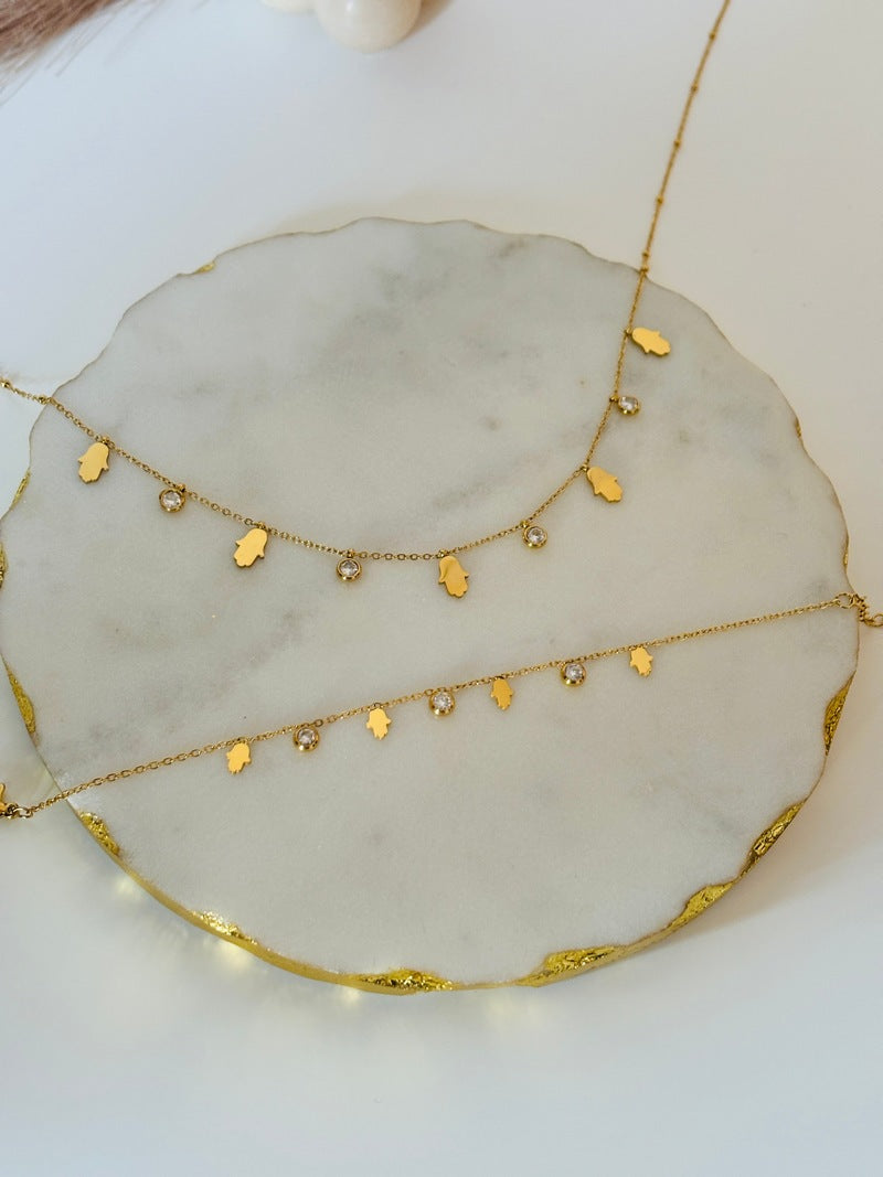 Palm Charm Necklace and Bracelet