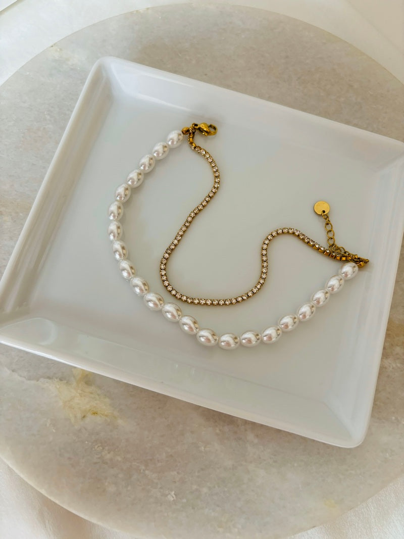 Pearl Tennis Diamond Layer Bracelet