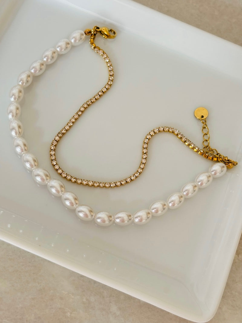 Pearl Tennis Diamond Layer Bracelet