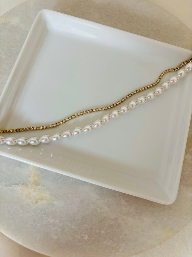 Pearl Tennis Diamond Layer Bracelet