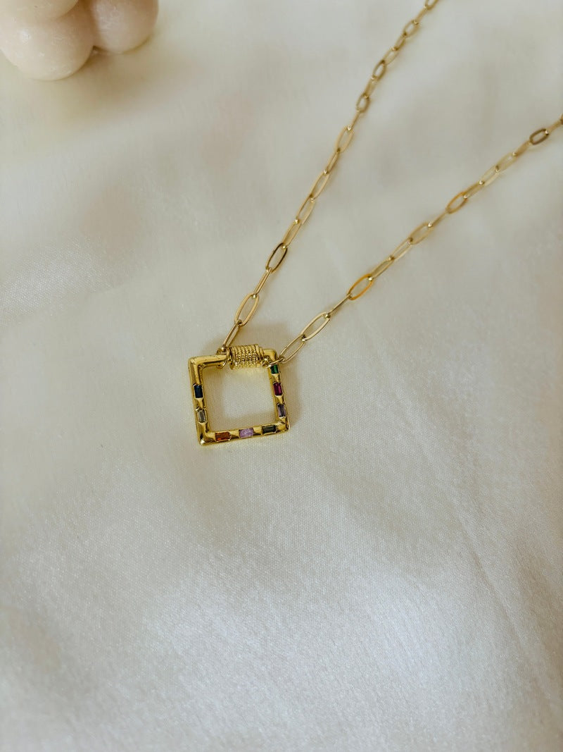 Square Multi Stone Necklace
