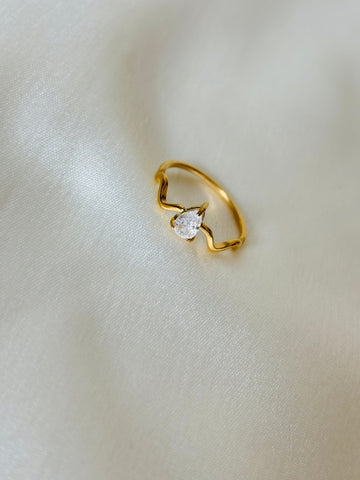 Wave with Almond Diamond Ring
